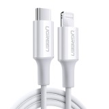 Laidas USB C - iPhone 12/13 8pin (Lightning) 3A greito krovimo (QC3.0) 2m baltas (white) Ugreen US171 